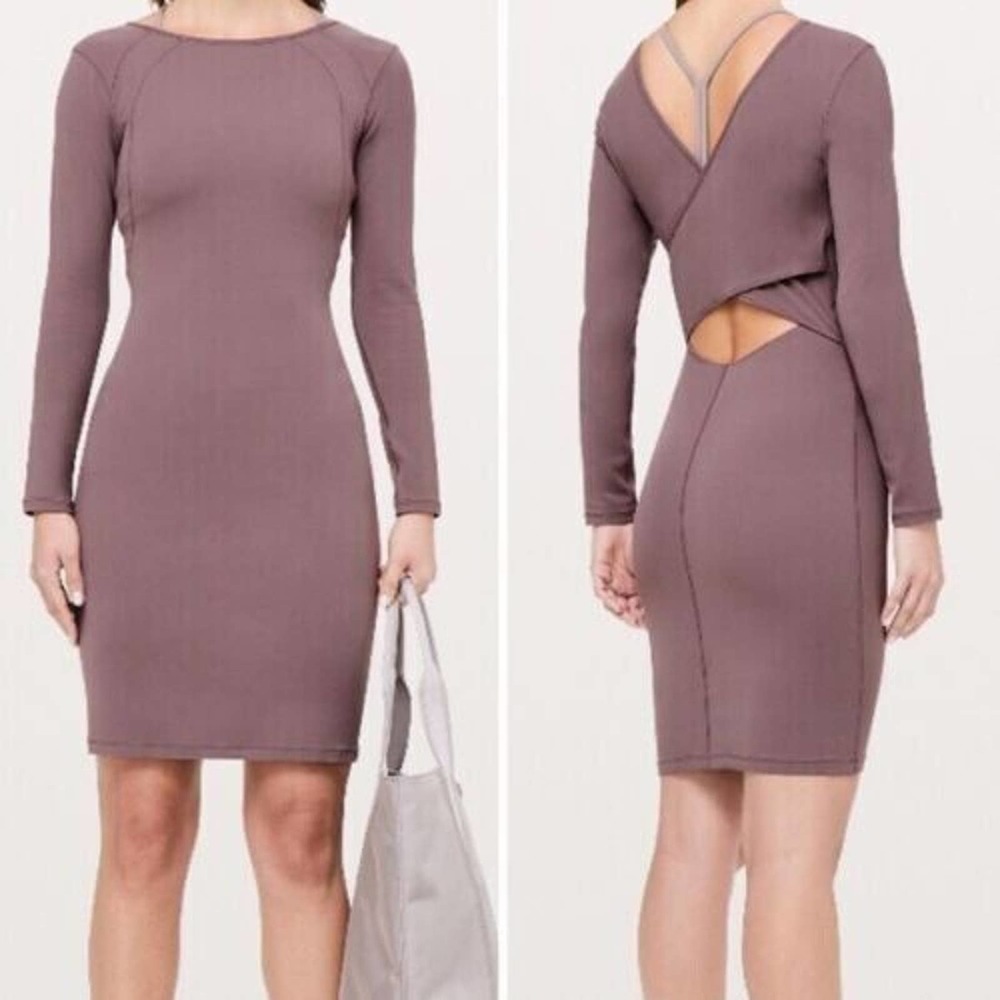 Lululemon Contour Dress Nulu Antique Bark Size 12 EUC